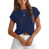 MEROKEETY Women’s Summer Short Sleeve Sweater Vest Floral Knit Cute Pullover Tank Tops 2026 Trendy Fashion Spring Outfits(Navy)