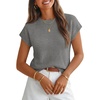 MEROKEETY Women’s Summer Short Sleeve Sweater Vest Floral Knit Cute Pullover Tank Tops 2026 Trendy Fashion Spring Outfits(Solid Grey)