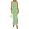MEROKEETY Women’s Summer Wedding Guest Maxi Dress 2026 Sleeveless Floral Bodycon Mesh Cocktail Formal Party Long Dresses(Lightgreen)