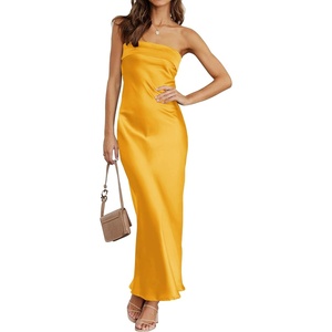 MEROKEETY Women’s Summer Satin Strapless Bodycon Dress 2026 Backless Tube Wedding Guest Cocktail Formal Party Maxi Dresses(Gold)