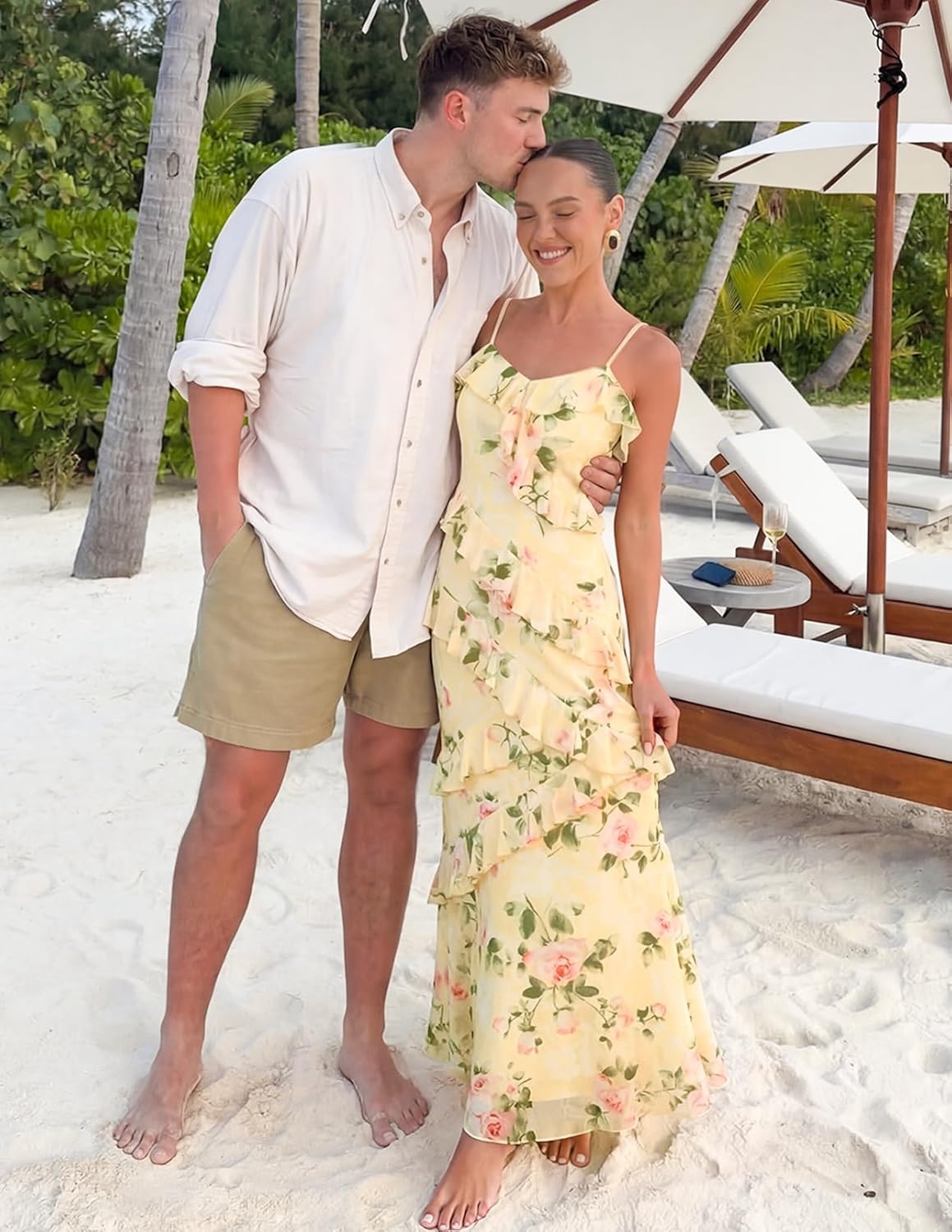 image:imageMEROKEETY Summer Floral Wedding Guest Maxi Dress Women 2026 Vacation Formal Bodycon Spaghetti Strap Cocktail Party Long DressYellow