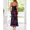 MEROKEETY Summer Floral Wedding Guest Maxi Dress Women 2026 Vacation Formal Bodycon Spaghetti Strap Cocktail Party Long Dress(Black)