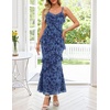 MEROKEETY Summer Floral Wedding Guest Maxi Dress Women 2026 Vacation Formal Bodycon Spaghetti Strap Cocktail Party Long Dress(Dustyblue)