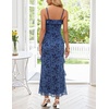 MEROKEETY Summer Floral Wedding Guest Maxi Dress Women 2026 Vacation Formal Bodycon Spaghetti Strap Cocktail Party Long Dress(Dustyblue)
