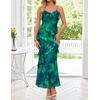 MEROKEETY Summer Floral Wedding Guest Maxi Dress Women 2026 Vacation Formal Bodycon Spaghetti Strap Cocktail Party Long Dress(Green)