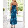 MEROKEETY Summer Floral Wedding Guest Maxi Dress Women 2026 Vacation Formal Bodycon Spaghetti Strap Cocktail Party Long Dress(Lakeblue)