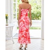 MEROKEETY Summer Floral Wedding Guest Maxi Dress Women 2026 Vacation Formal Bodycon Spaghetti Strap Cocktail Party Long Dress(Pink)