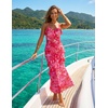 MEROKEETY Summer Floral Wedding Guest Maxi Dress Women 2026 Vacation Formal Bodycon Spaghetti Strap Cocktail Party Long Dress(Rose)