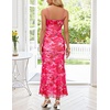 MEROKEETY Summer Floral Wedding Guest Maxi Dress Women 2026 Vacation Formal Bodycon Spaghetti Strap Cocktail Party Long Dress(Rose)