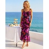 MEROKEETY Summer Floral Wedding Guest Maxi Dress Women 2026 Vacation Formal Bodycon Spaghetti Strap Cocktail Party Long Dress(Roseblack)