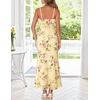 MEROKEETY Summer Floral Wedding Guest Maxi Dress Women 2026 Vacation Formal Bodycon Spaghetti Strap Cocktail Party Long Dress(Yellow)