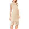 MEROKEETY Women’s Sleeveless Lace Floral Elegant Cocktail Dress Crew Neck Knee Length for Party(Apricot)