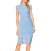 MEROKEETY Women’s Sleeveless Lace Floral Elegant Cocktail Dress Crew Neck Knee Length for Party(Light Blue)