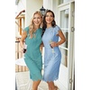 MEROKEETY Women’s Sleeveless Lace Floral Elegant Cocktail Dress Crew Neck Knee Length for Party(Light Blue)