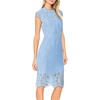 MEROKEETY Women’s Sleeveless Lace Floral Elegant Cocktail Dress Crew Neck Knee Length for Party(Light Blue)