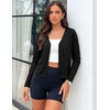 MEROKEETY Women’s Summer Lightweight Cardigan 2026 Open Front Trendy Casual Shrugs Long Sleeve Button Beach Cover Up Tops(Black)