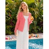 MEROKEETY Women’s Summer Lightweight Cardigan 2026 Open Front Trendy Casual Shrugs Long Sleeve Button Beach Cover Up Tops(Coral Red)