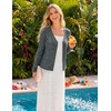 MEROKEETY Women’s Summer Lightweight Cardigan 2026 Open Front Trendy Casual Shrugs Long Sleeve Button Beach Cover Up Tops(Dark Grey)