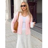 MEROKEETY Women’s Summer Lightweight Cardigan 2026 Open Front Trendy Casual Shrugs Long Sleeve Button Beach Cover Up Tops(Light Pink)