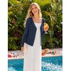 MEROKEETY Women’s Summer Lightweight Cardigan 2026 Open Front Trendy Casual Shrugs Long Sleeve Button Beach Cover Up Tops(Navy)