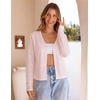 MEROKEETY Women’s Summer Lightweight Cardigan 2026 Open Front Trendy Casual Shrugs Long Sleeve Button Beach Cover Up Tops(Pink)