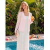 MEROKEETY Women’s Summer Lightweight Cardigan 2026 Open Front Trendy Casual Shrugs Long Sleeve Button Beach Cover Up Tops(Pink)