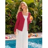 MEROKEETY Women’s Summer Lightweight Cardigan 2026 Open Front Trendy Casual Shrugs Long Sleeve Button Beach Cover Up Tops(Red)
