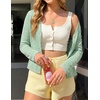 MEROKEETY Women’s Summer Lightweight Cardigan 2026 Open Front Trendy Casual Shrugs Long Sleeve Button Beach Cover Up Tops(Seagrass)