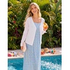 MEROKEETY Women’s Summer Lightweight Cardigan 2026 Open Front Trendy Casual Shrugs Long Sleeve Button Beach Cover Up Tops(White)