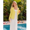 MEROKEETY Women’s Summer Lightweight Cardigan 2026 Open Front Trendy Casual Shrugs Long Sleeve Button Beach Cover Up Tops(Yellow)