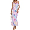 MEROKEETY Summer Floral Wedding Guest Maxi Dress Women 2026 Vacation Formal Bodycon Spaghetti Strap Cocktail Party Long Dress(Purple)