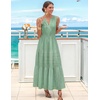 MEROKEETY Womens Summer Casual Midi Maxi Dress 2026 Beach Vacation Sleeveless Boho V Neck Cotton Modest Long Dresses Pockets(Sage)