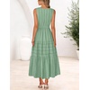 MEROKEETY Womens Summer Casual Midi Maxi Dress 2026 Beach Vacation Sleeveless Boho V Neck Cotton Modest Long Dresses Pockets(Sage)