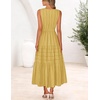MEROKEETY Womens Summer Casual Midi Maxi Dress 2026 Beach Vacation Sleeveless Boho V Neck Cotton Modest Long Dresses Pockets(Yellow)