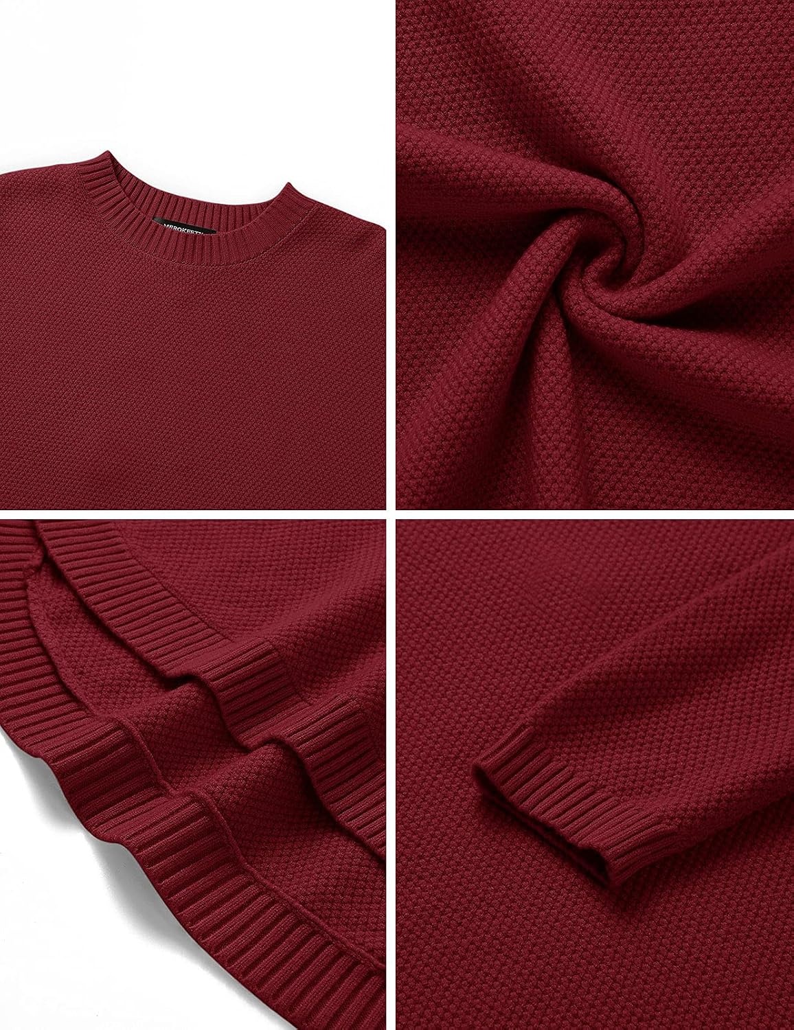 image:imageMEROKEETY Fall Long Sweaters for Women 2026 Trendy Long Sleeve Cute Knit Outfits Loose Fit Crewneck Work Casual PulloverBurgundy