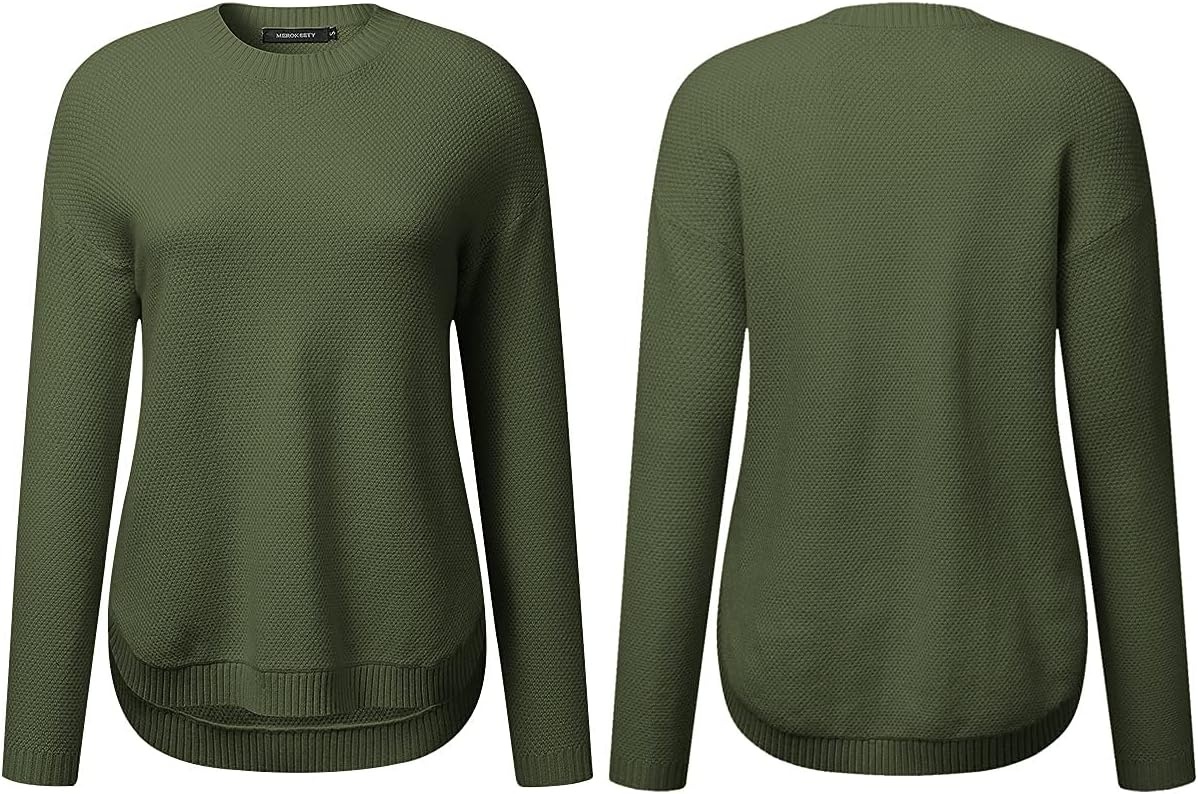 image:imageMEROKEETY Fall Long Sweaters for Women 2026 Trendy Long Sleeve Cute Knit Outfits Loose Fit Crewneck Work Casual PulloverGreen