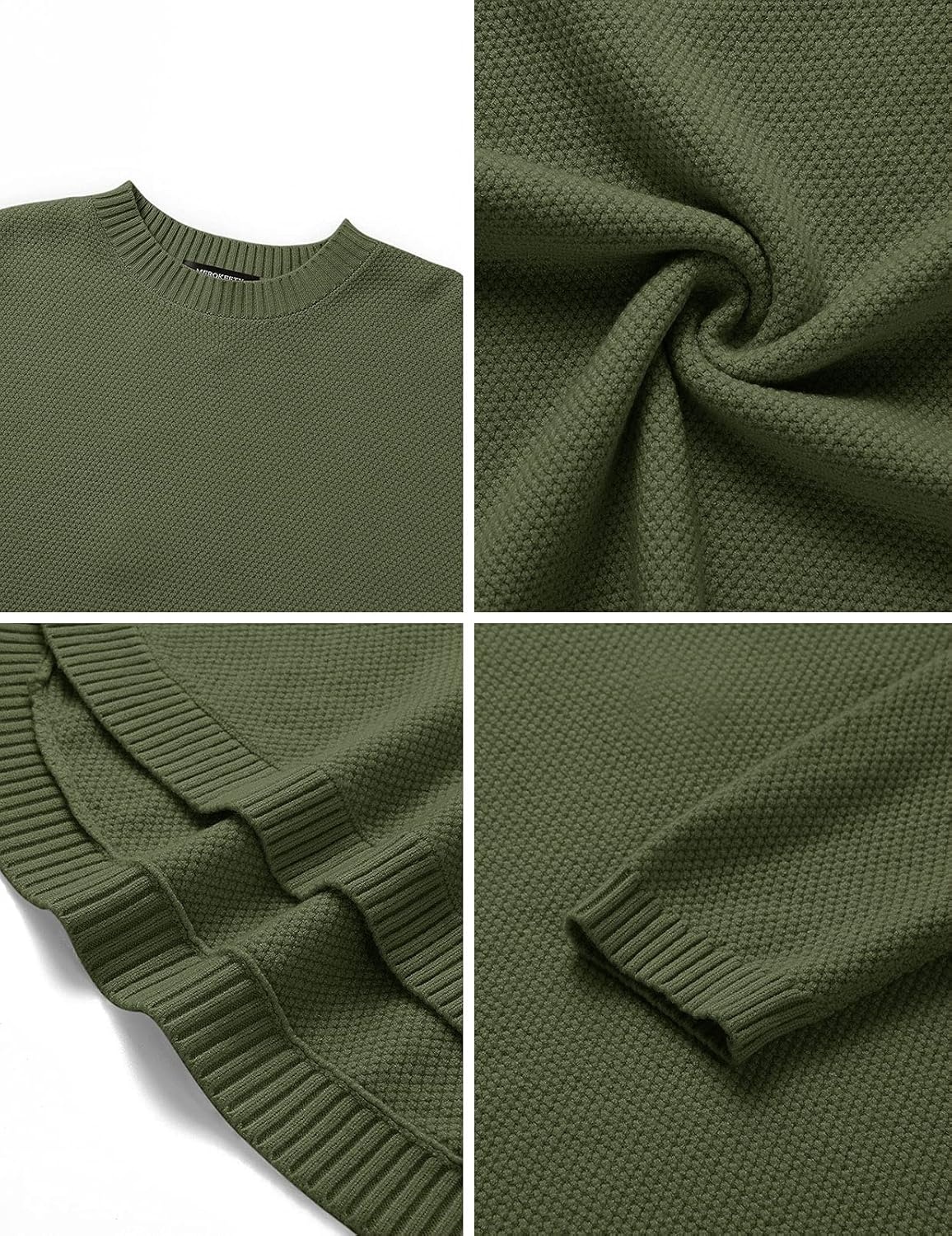 image:imageMEROKEETY Fall Long Sweaters for Women 2026 Trendy Long Sleeve Cute Knit Outfits Loose Fit Crewneck Work Casual PulloverGreen