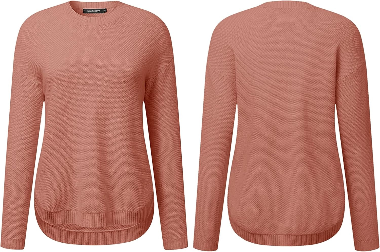 image:imageMEROKEETY Fall Long Sweaters for Women 2026 Trendy Long Sleeve Cute Knit Outfits Loose Fit Crewneck Work Casual PulloverTealrose