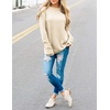 MEROKEETY Fall Long Sweaters for Women 2026 Trendy Long Sleeve Cute Knit Outfits Loose Fit Crewneck Work Casual Pullover(Beige)