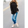 MEROKEETY Fall Long Sweaters for Women 2026 Trendy Long Sleeve Cute Knit Outfits Loose Fit Crewneck Work Casual Pullover(Black)