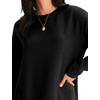 MEROKEETY Fall Long Sweaters for Women 2026 Trendy Long Sleeve Cute Knit Outfits Loose Fit Crewneck Work Casual Pullover(Black)