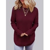 MEROKEETY Fall Long Sweaters for Women 2026 Trendy Long Sleeve Cute Knit Outfits Loose Fit Crewneck Work Casual Pullover(Burgundy)