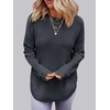 MEROKEETY Fall Long Sweaters for Women 2026 Trendy Long Sleeve Cute Knit Outfits Loose Fit Crewneck Work Casual Pullover(Charcoal)
