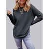 MEROKEETY Fall Long Sweaters for Women 2026 Trendy Long Sleeve Cute Knit Outfits Loose Fit Crewneck Work Casual Pullover(Charcoal)