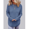 MEROKEETY Fall Long Sweaters for Women 2026 Trendy Long Sleeve Cute Knit Outfits Loose Fit Crewneck Work Casual Pullover(Dustyblue)