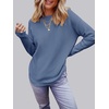 MEROKEETY Fall Long Sweaters for Women 2026 Trendy Long Sleeve Cute Knit Outfits Loose Fit Crewneck Work Casual Pullover(Dustyblue)