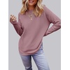 MEROKEETY Fall Long Sweaters for Women 2026 Trendy Long Sleeve Cute Knit Outfits Loose Fit Crewneck Work Casual Pullover(Dustypink)