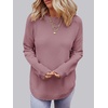 MEROKEETY Fall Long Sweaters for Women 2026 Trendy Long Sleeve Cute Knit Outfits Loose Fit Crewneck Work Casual Pullover(Dustypink)