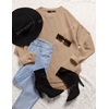 MEROKEETY Fall Long Sweaters for Women 2026 Trendy Long Sleeve Cute Knit Outfits Loose Fit Crewneck Work Casual Pullover(Khaki)
