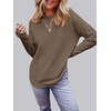 MEROKEETY Fall Long Sweaters for Women 2026 Trendy Long Sleeve Cute Knit Outfits Loose Fit Crewneck Work Casual Pullover(Mocha)